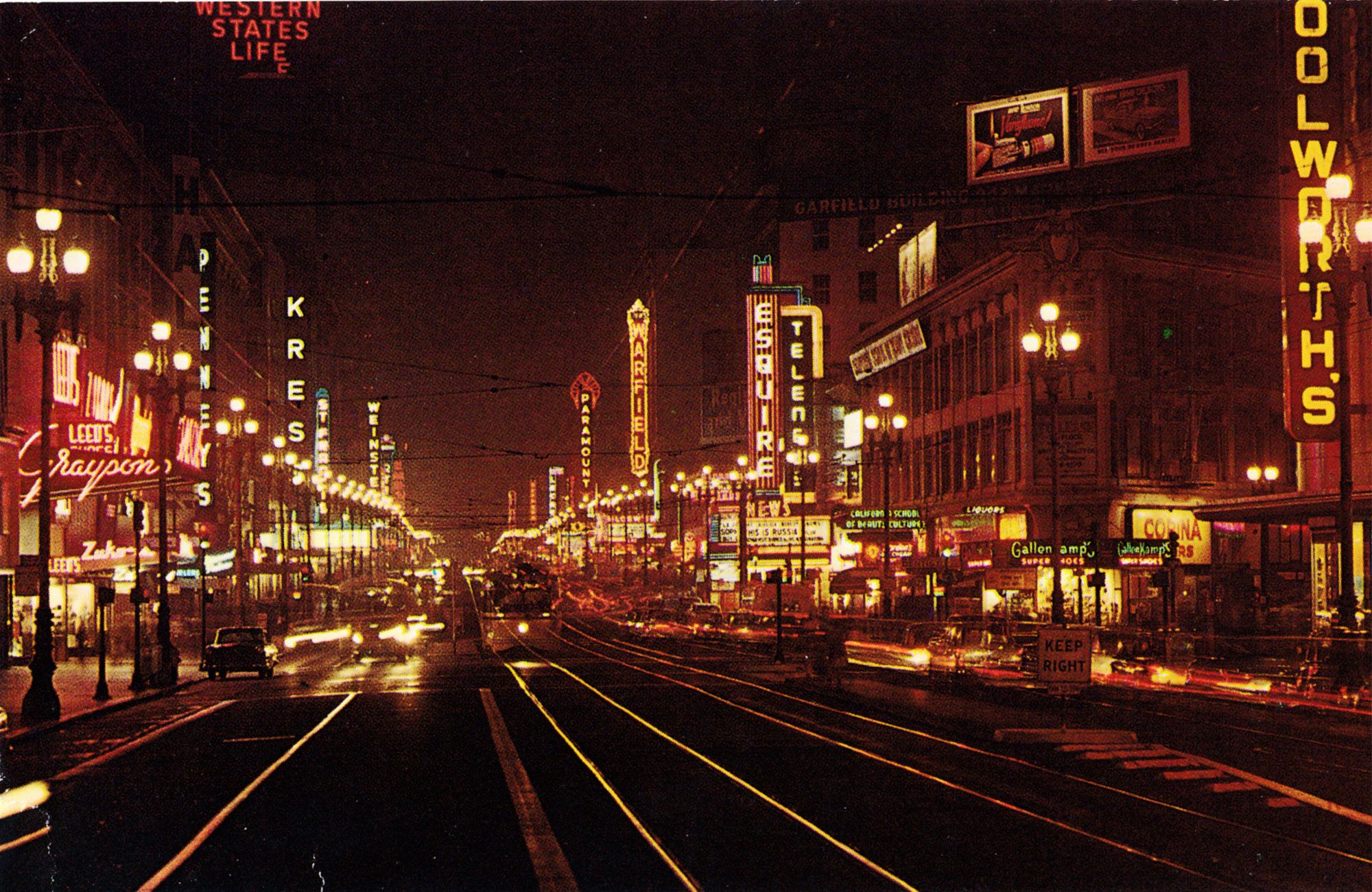 Postcard of Market Street theatres