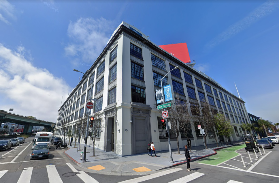 View of building at corner of 8th and Brannan in San Francisco