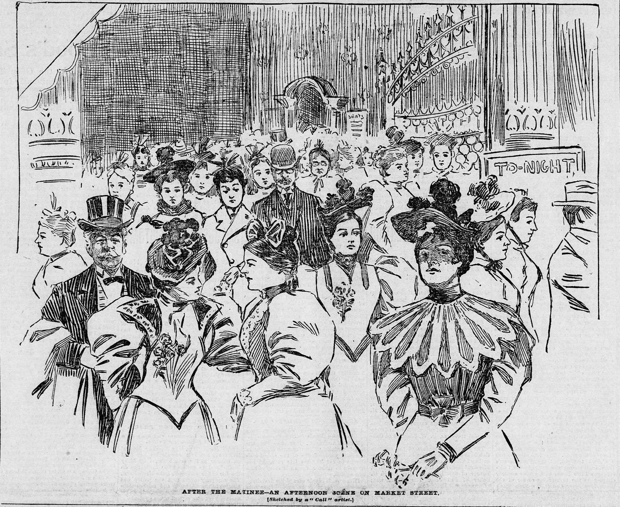 Illustration of crowd from 1895 newspaper
