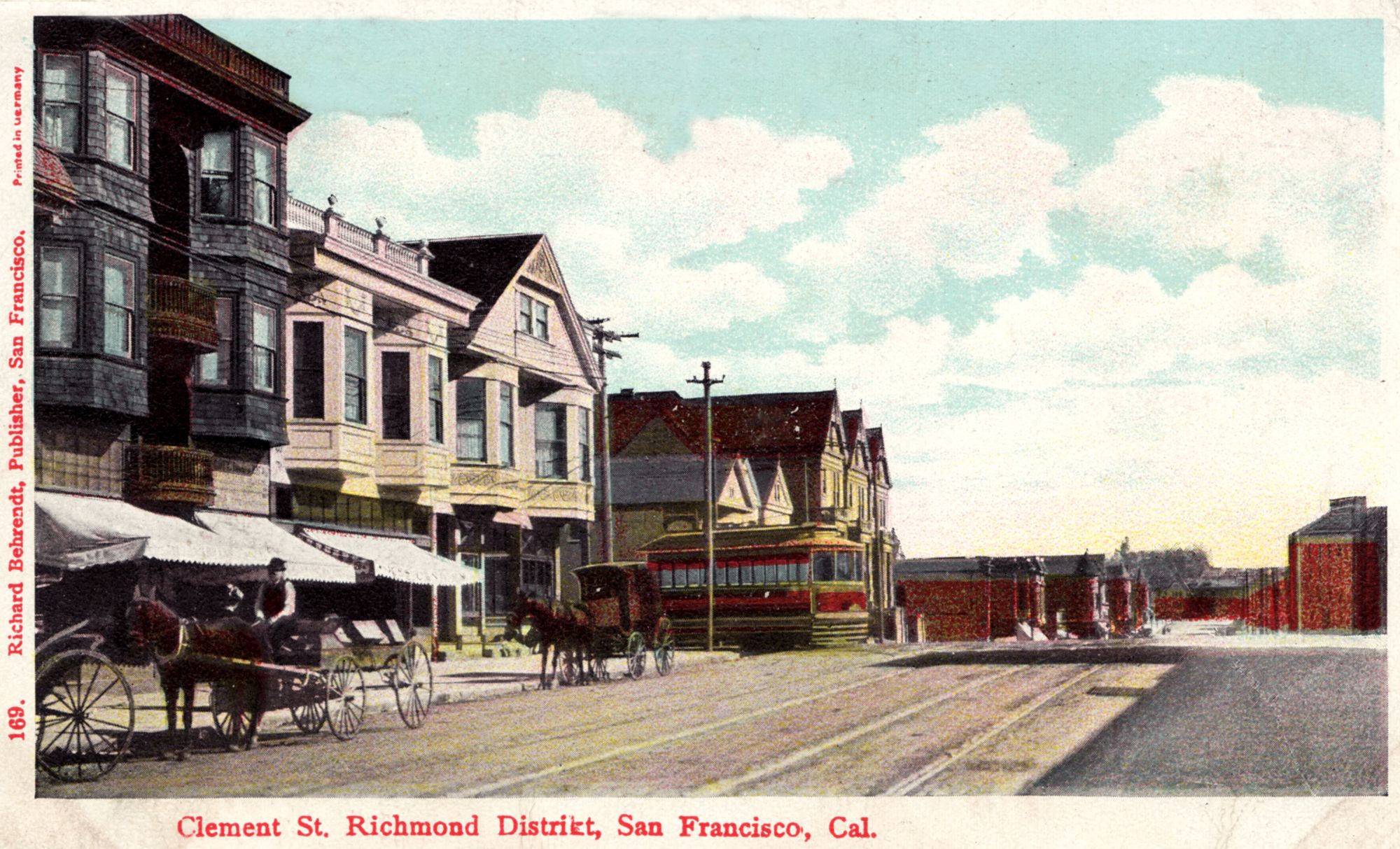 1916 postcard of Clement Street and 6th Avenue