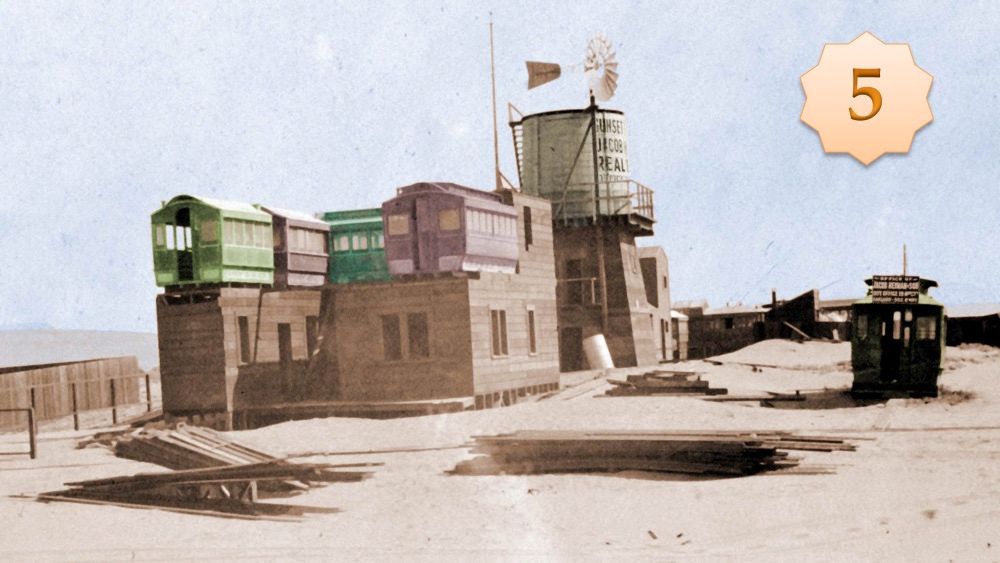 Streetcar houses and water tank