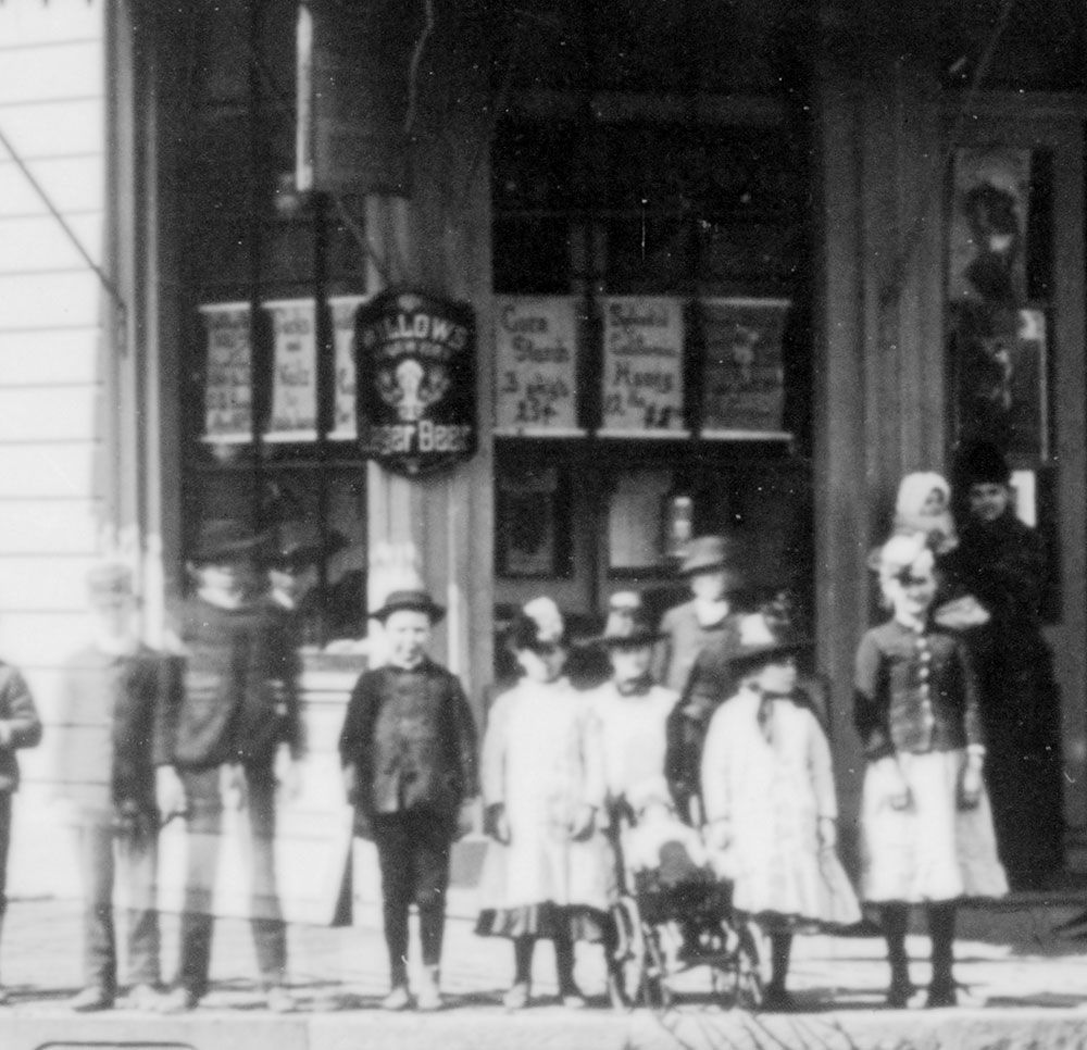 Children in front of store.