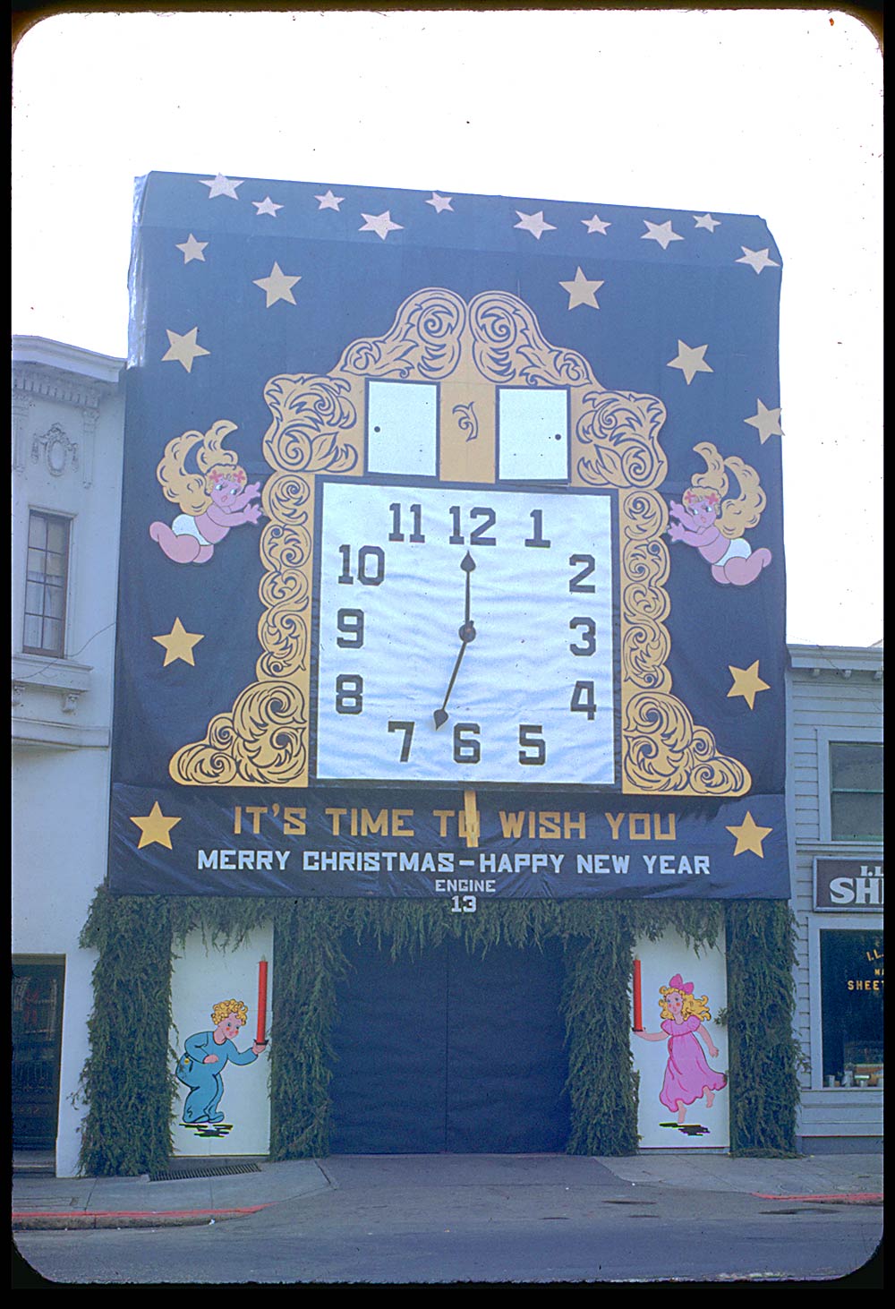 Firehouse decorated for Christmas