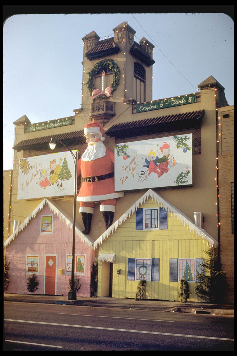 Firehouse decorated for Christmas