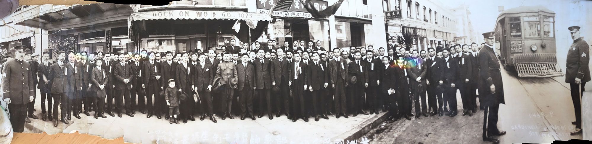 Panorama photo of men