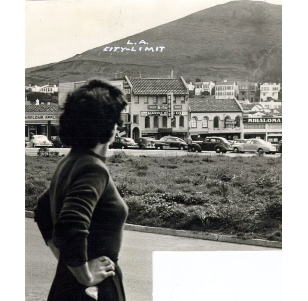 Woman and hillside