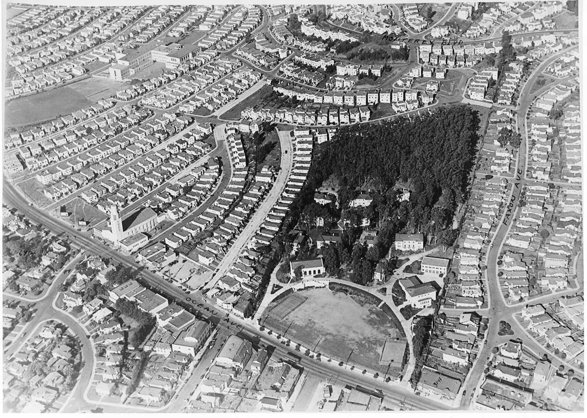 1930s aerial view of Homewood Terrace