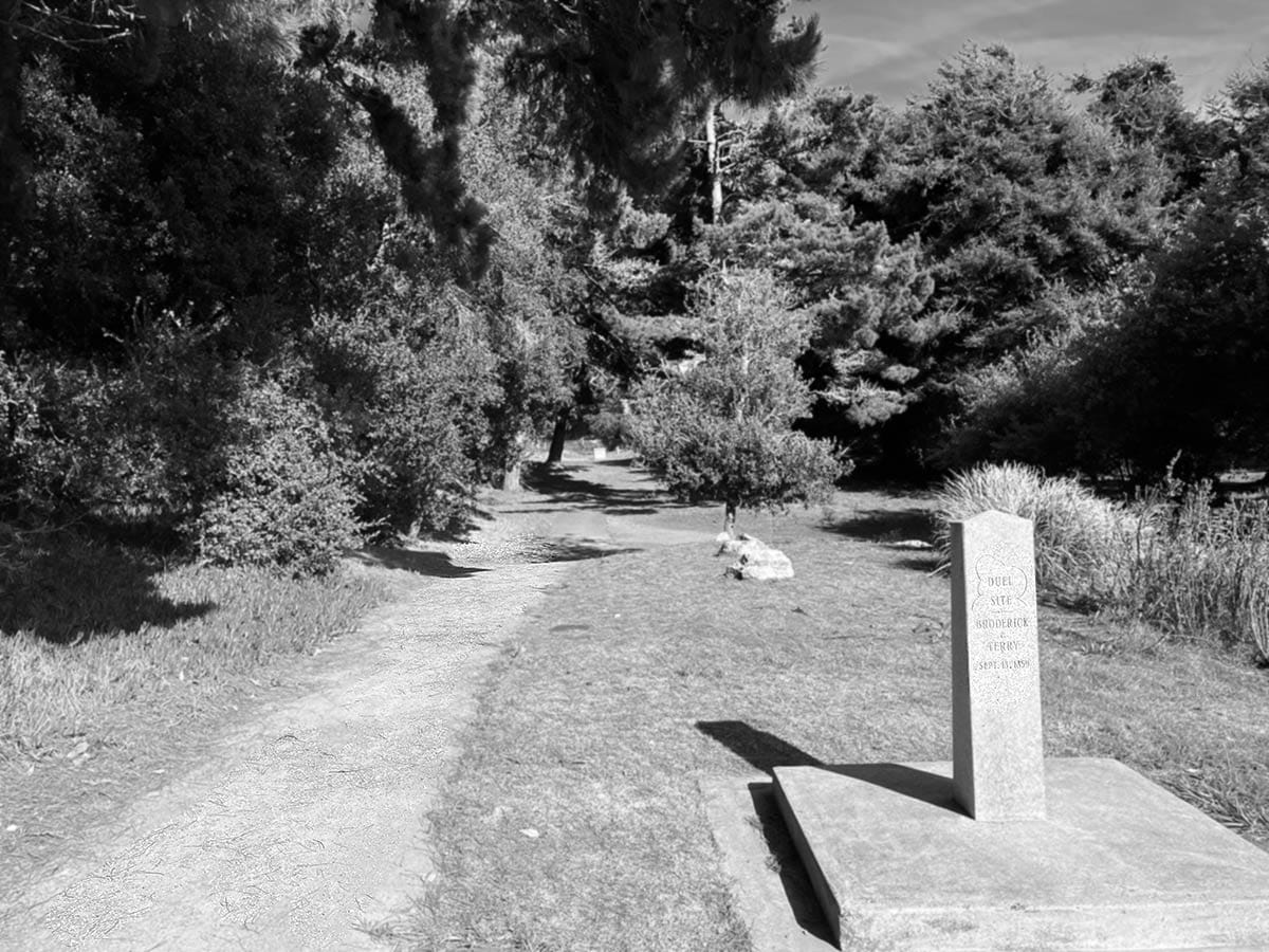 Path to duel site gully with marker