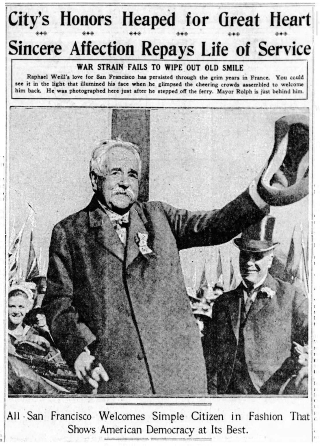 Newspaper clipping of Raphael Weill