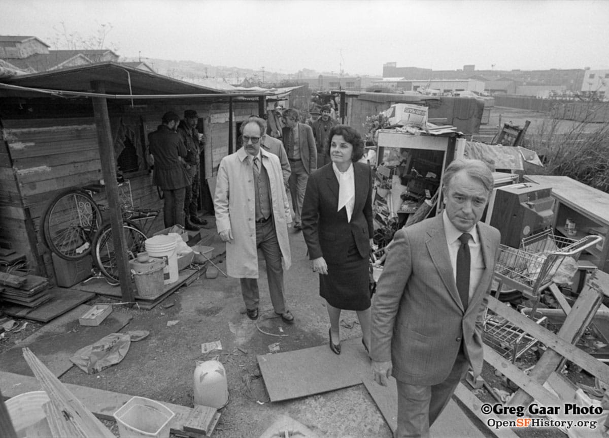 Dianne Feinstein touring encampment