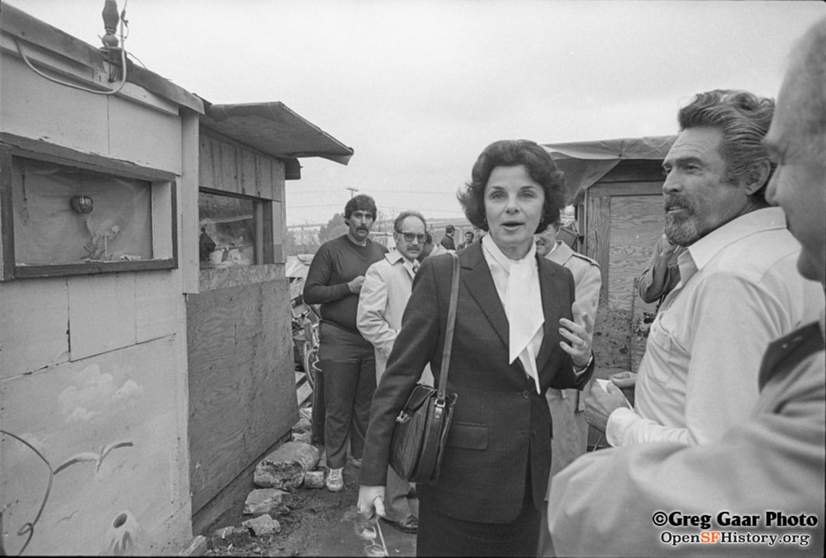 Dianne Feinstein touring encampment