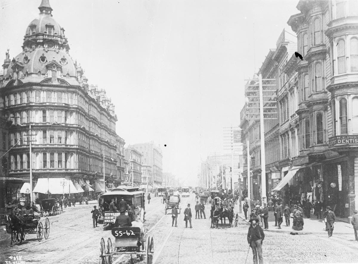 Market and 5th streets, 1880s
