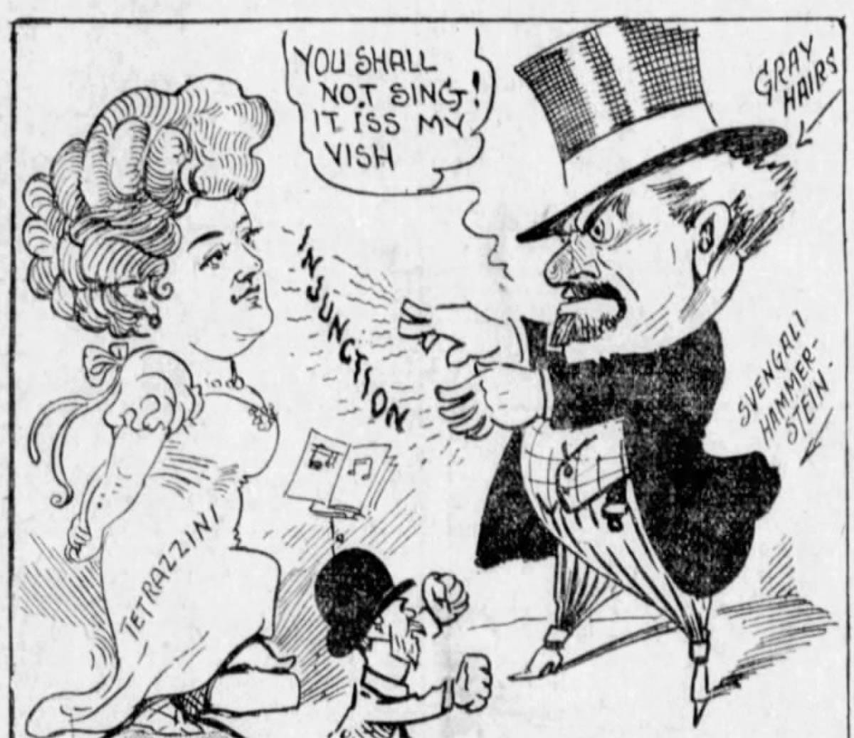 Cartoon of Tetrazzini and Hammerstein