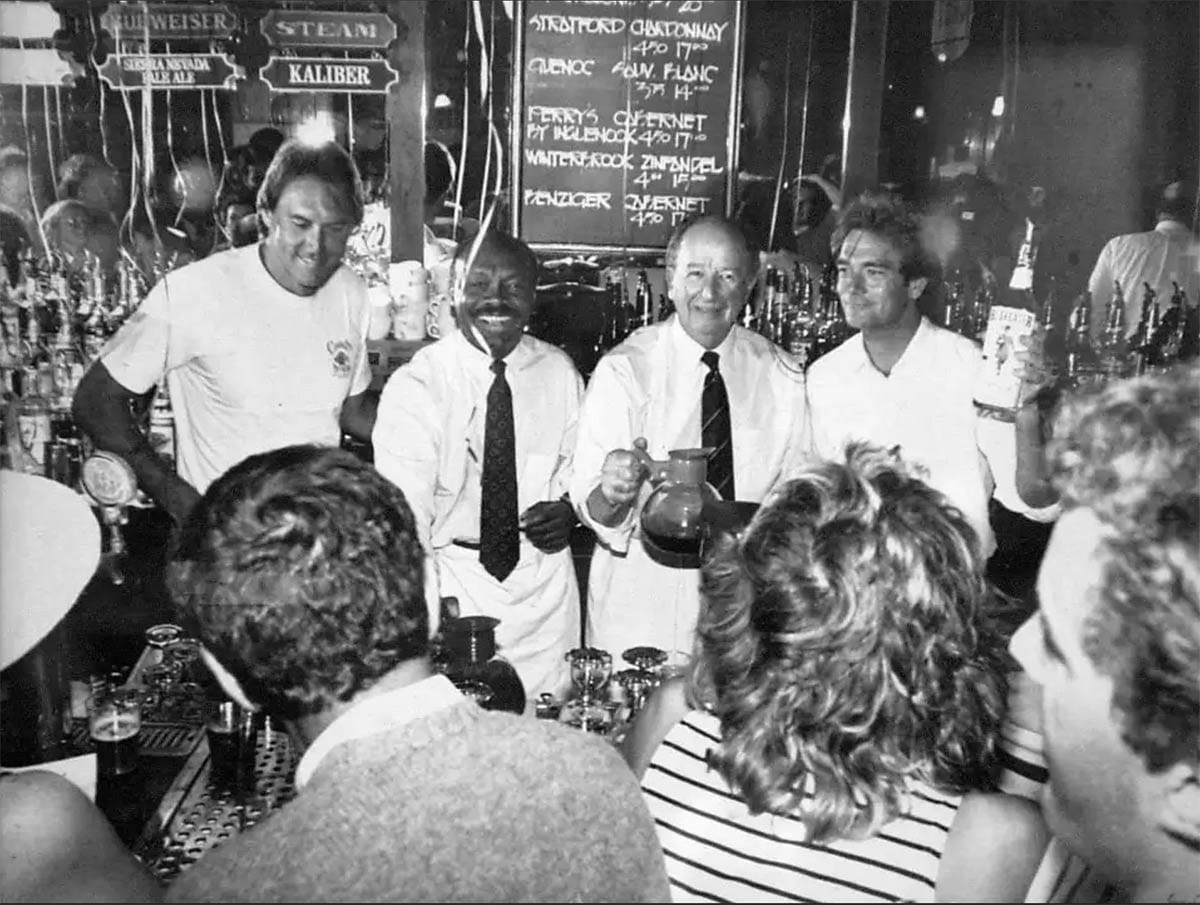 Celebrity bar tenders at Perry's in the 1980s