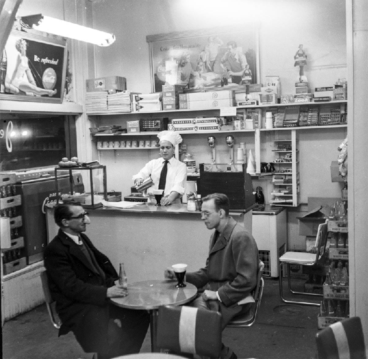 Men at hot dog emporium